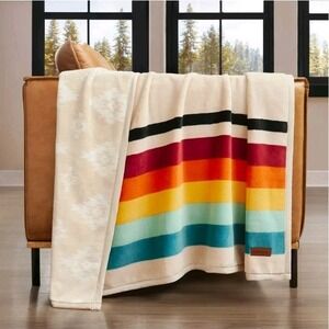 Pendleton Reversible Soft Striped Geometric Aztec Plush Throw Blanket 50 × 70in.